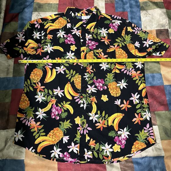 2022 Old Navy Mens Hawaiian Fruit Collared Button XL Short Sleeve Shirt Multicol - Picture 6 of 7